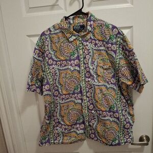 Polo Ralph Lauren XL Andy Camp‎ Multi Paisley Short Sleeve 90s Button-Up Shirt